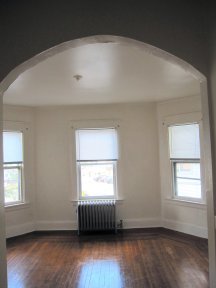 Looking from
                  archway into kitchen